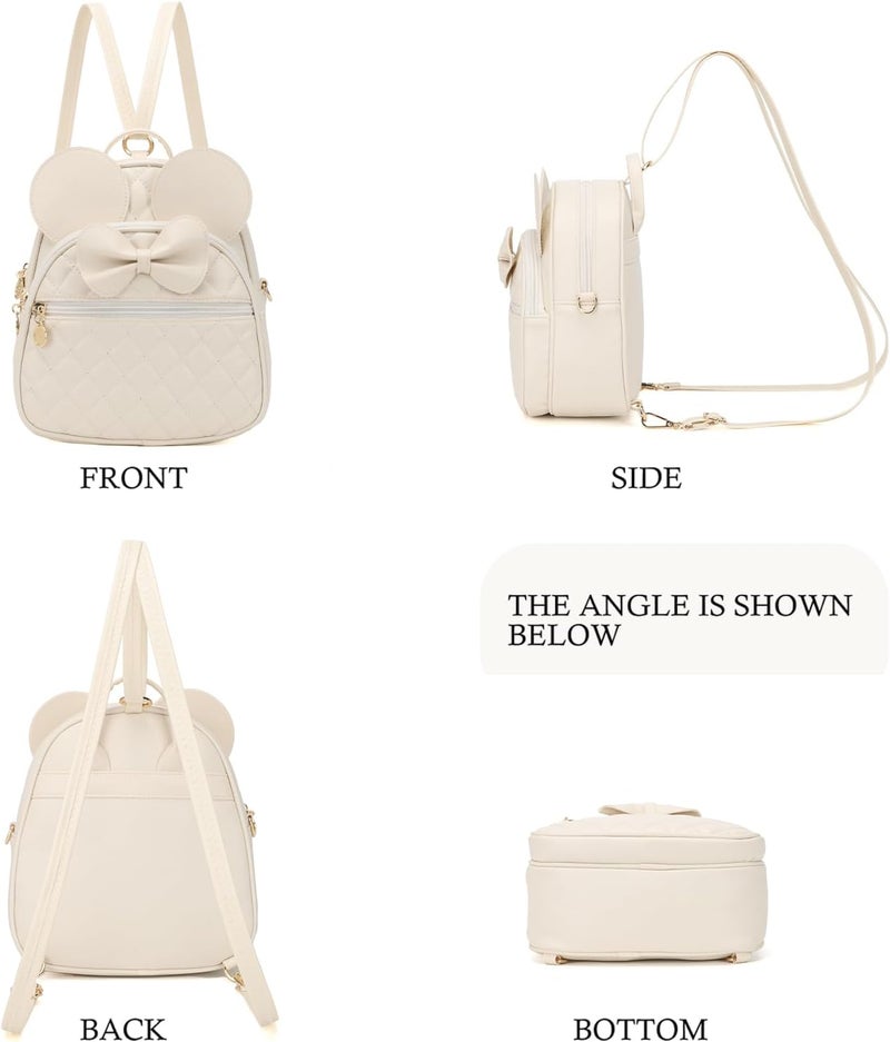 KL928 Girls Mini Backpack Bowknot Polka Dot Cute Small Daypacks Convertible Shoulder Bag Purse for Women - Image 3